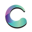 A black background with a blue and pink letter c